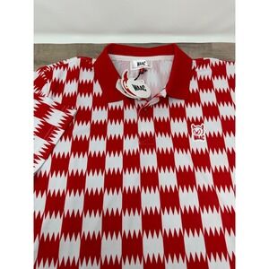 WAAC Red White Checkered OPTICAL ILLUSION MEN'S GOLF POLO SHIRT Size (2) Large